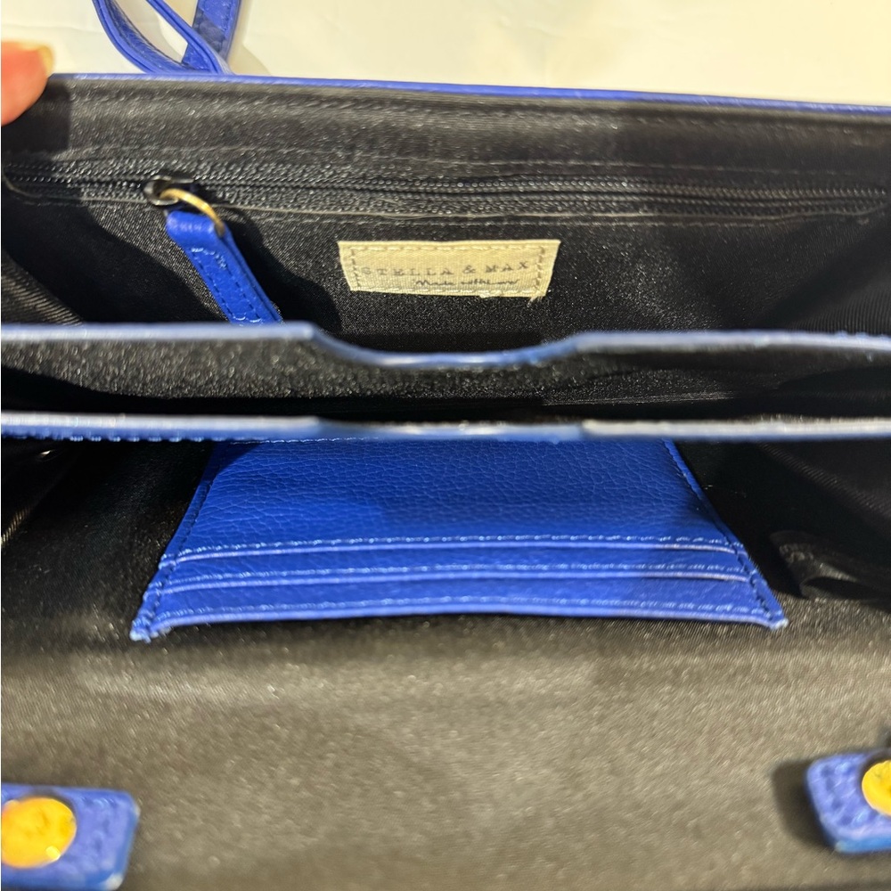 Stella & Max Elegant Royal Blue Leather Crossbody/Clutch Bag - Picture 6 of 8